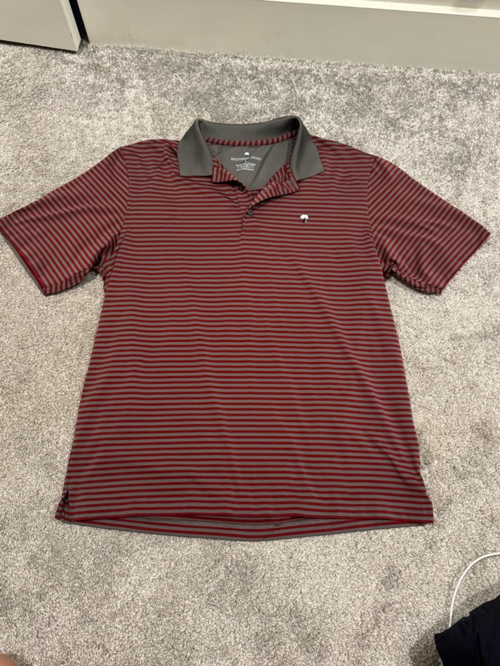 Southern Shirt Co. | Men's Red and Gray Striped Polo